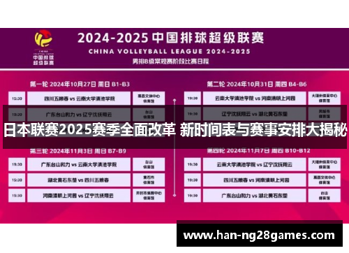 日本联赛2025赛季全面改革 新时间表与赛事安排大揭秘